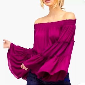 Free People spirit off the shoulder bell sleeve boho blouse size XS